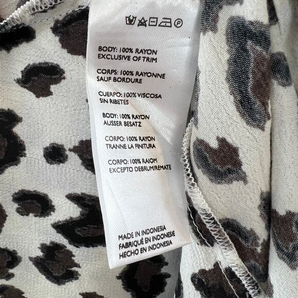 CLEOBELLA Anthropologie Black White Animal Printed Long Sleeve Wrap Midi Dress S - Picture 7 of 8